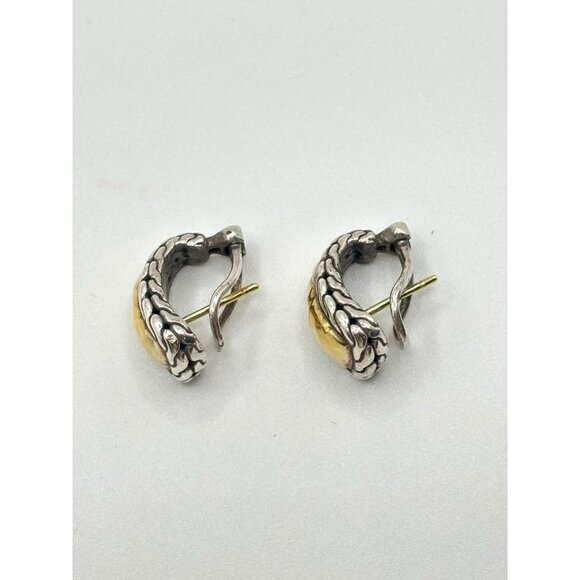 John Hardy 22K & Sterling Silver Braided Clip-On Earrings - Picture 3 of 9